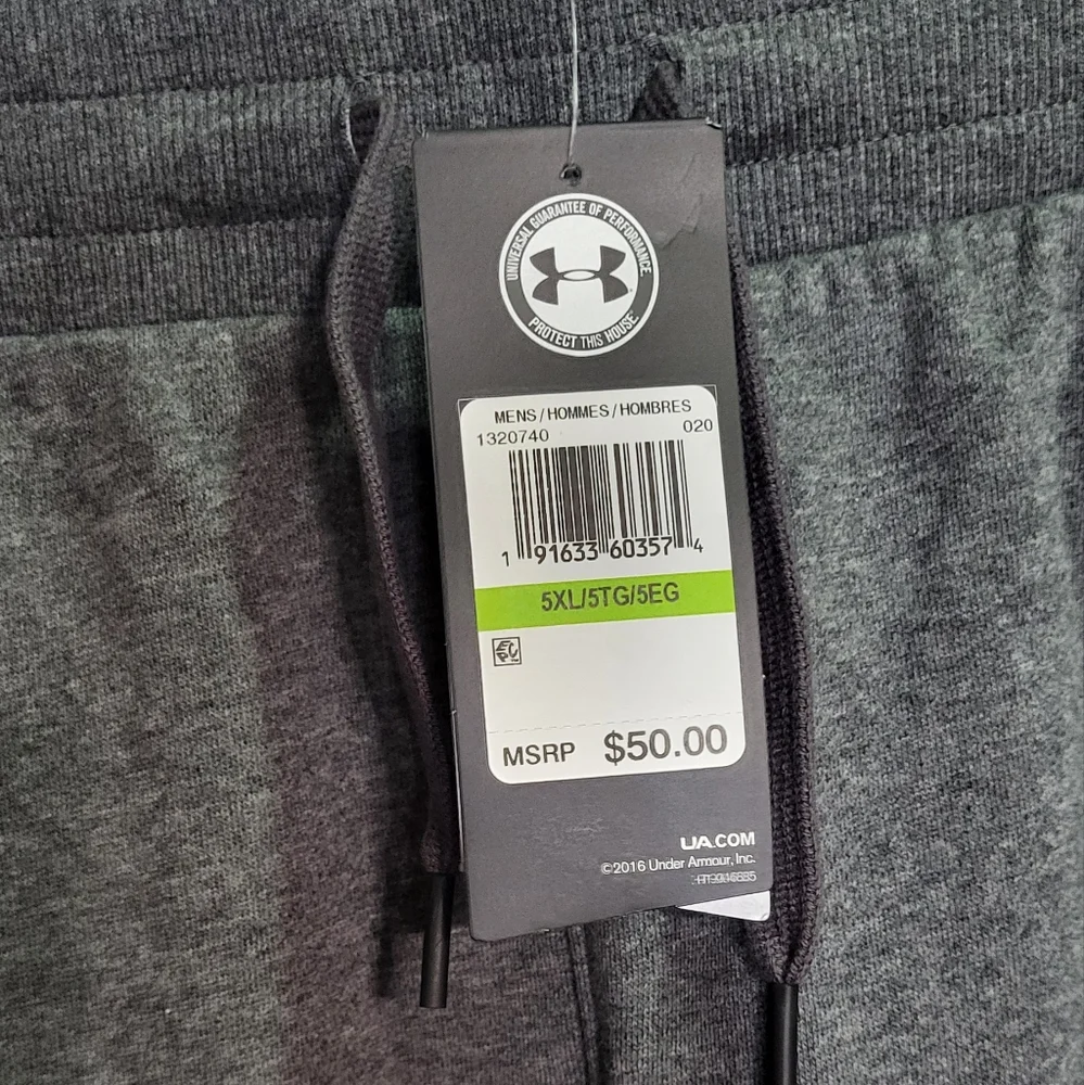 Under Armour Men's NWT Gray UA Rival Fleece Jogger Pants Size 5XL - Picture 8 of 12